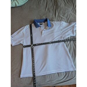 Ping Collection Mens XL Blue White Striped Dry Fiber Dynamics Golf Polo Shirt